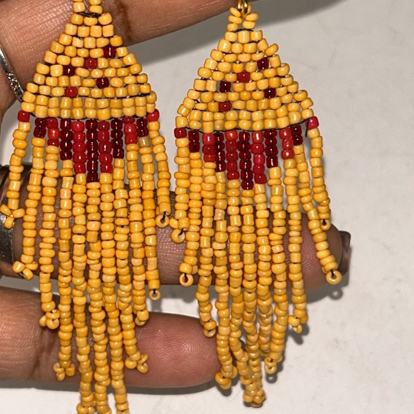 Vibrant Beaded Fringe Earrings - Picture 2 of 3